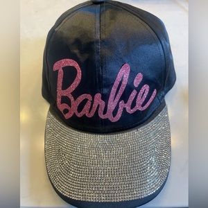 Barbie bling rhinestone black satin hat